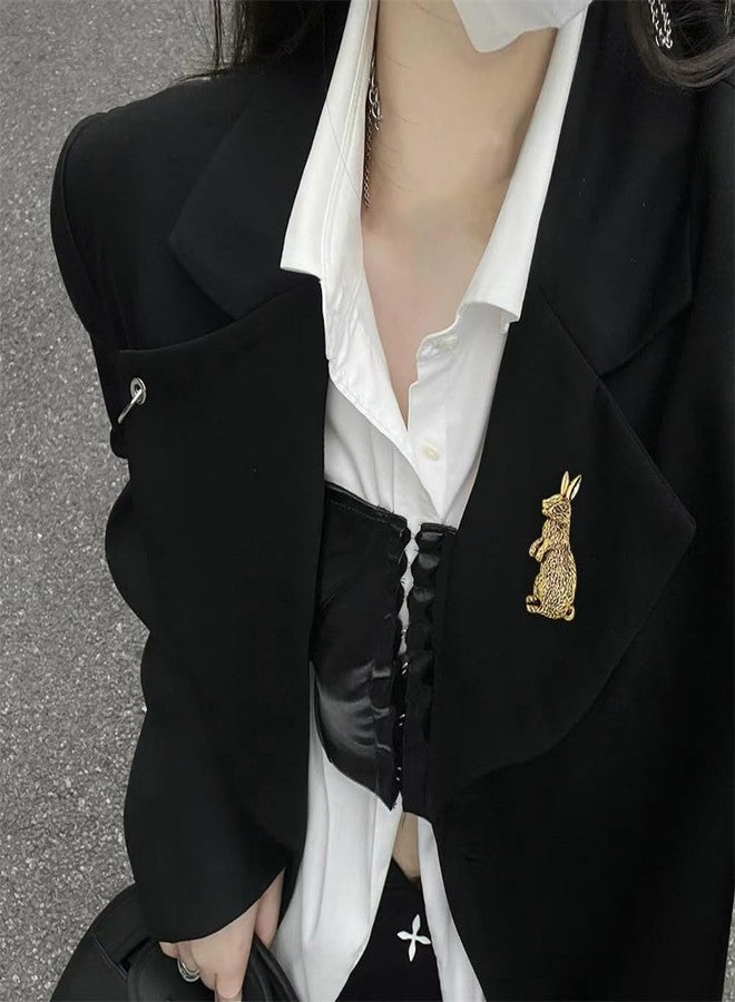 OIDIMS Vintage Rabbit Brooch Pin for Women Dainty Bunny Animal Brooches Lapel Pins Gold-Tone Plated Cute Accessories Xmas Graduation Party Easter Jewelry Gift for Daughter Students Clothing Bag Ornament - Image 2