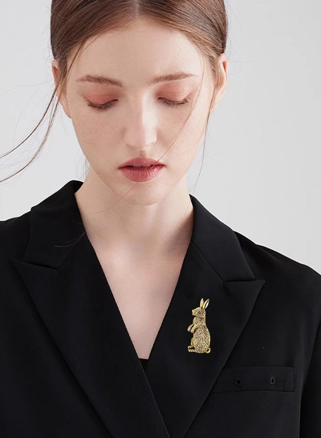 OIDIMS Vintage Rabbit Brooch Pin for Women Dainty Bunny Animal Brooches Lapel Pins Gold-Tone Plated Cute Accessories Xmas Graduation Party Easter Jewelry Gift for Daughter Students Clothing Bag Ornament - Image 3