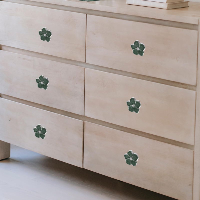 Green Enamel Zinc Alloy Flower Cabinet Knob Drawer Handle For Dressers Small Cabinets - Image 5