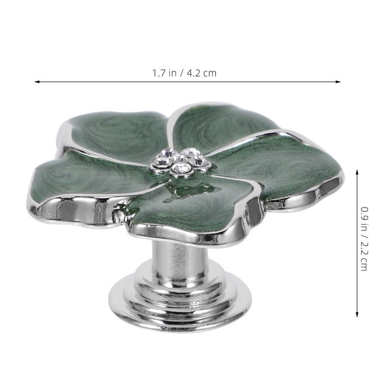 Green Enamel Zinc Alloy Flower Cabinet Knob Drawer Handle For Dressers Small Cabinets - Image 3