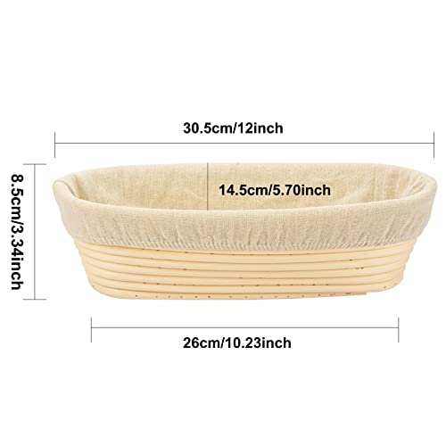 Stormshopping 11.8 inch Oval Long Banneton Brotform Bread Dough Proofing Rising Rattan Basket & Liner - Image 2
