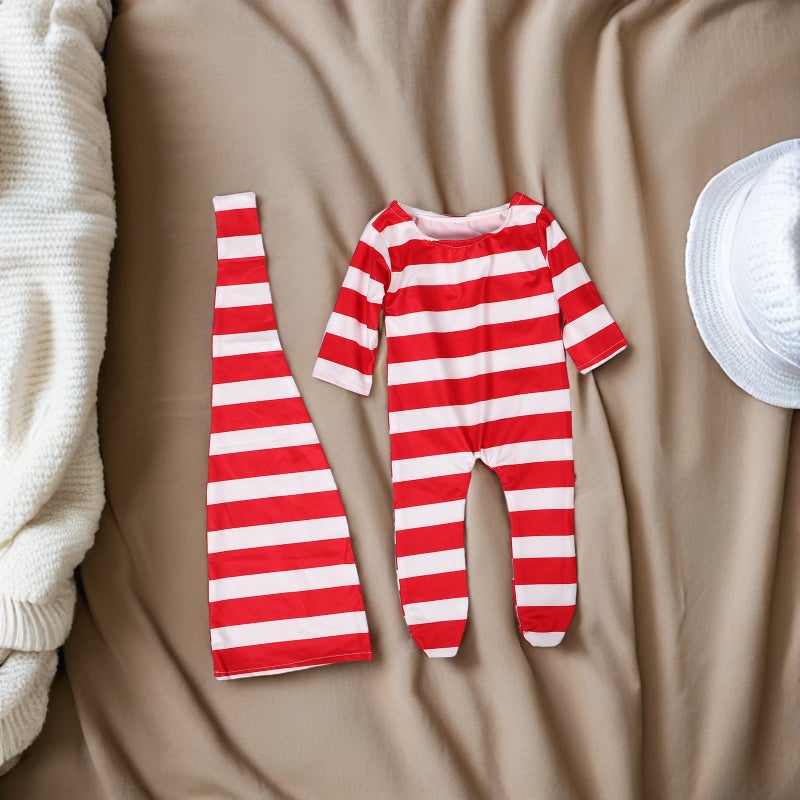 1 Set Newborn Boy Photoshoot Outfits: Newborn Baby Photoshoot Outfit Set - Striped Romper With Footies - Photography Prop - Image 5
