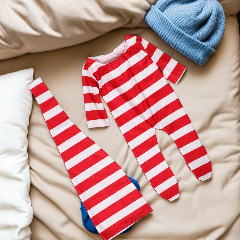 1 Set Newborn Boy Photoshoot Outfits: Newborn Baby Photoshoot Outfit Set - Striped Romper With Footies - Photography Prop - Image 3