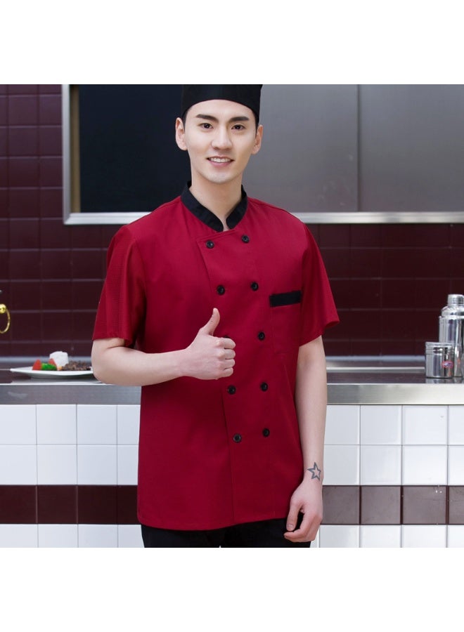 NIBEMINENT Professional Chef Jacket bakery Pizza Cook Wear Chef Shirts Cooking  Short Sleeve Hotel Costume Kitchen Blouse For  - Image 1