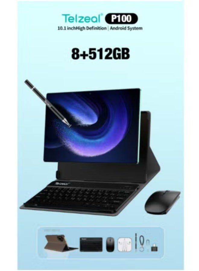 Telzeal جهاز لوحي P100 بنظام أندرويد 13 بشاشة HD بحجم 10.1 بوصة، 8 جيجابايت RAM، 512 جيجابايت تخزين، شريحتين SIM وواي فاي 5G، معالج ثماني النواة، بطارية 8000 مللي أمبير - أخضر - لوحة مفاتيح وفأرة لاسلكية متضمنة - مثالي للطلاب، العمل عن بُعد، الترفيه، مكالمات الفيديو، التعلم عبر الإنترنت - Image 2
