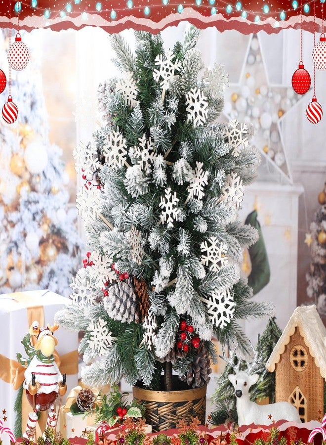 Vicenpal 24 Pcs Glitter Snowflakes Decorations Christmas Snowflake Picks Wooden Winter Picks for Floral Arrangements Table Centerpiece for Winter Decorations Xmas Home Vase Crafts DIY - Image 5