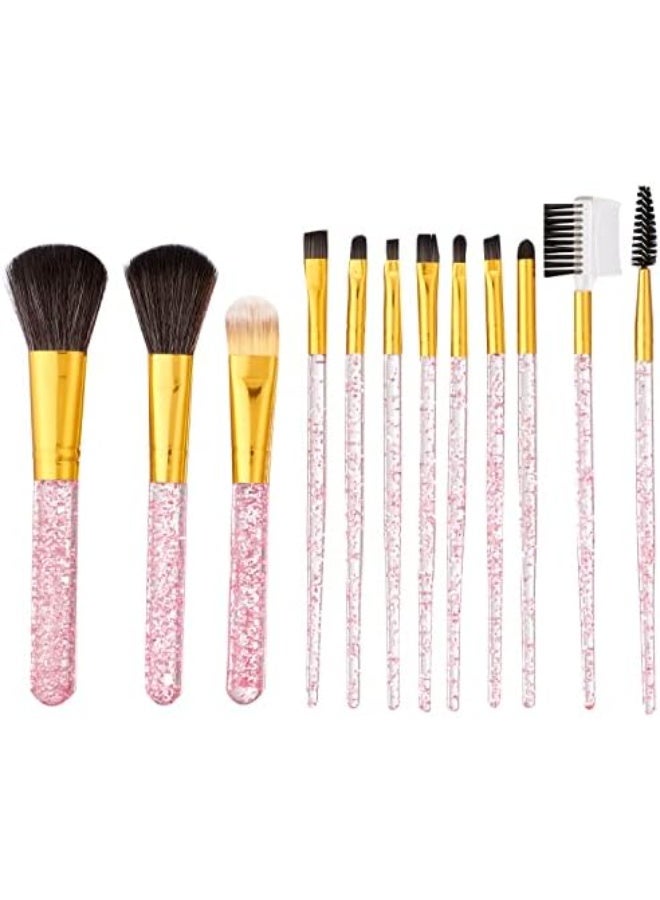 مجموعة فرش مكياج احترافية مكونة من 12 قطعة لدمج المكياج بسلاسة وانسيابية - شعيرات ناعمة وكثيفة لتطبيق مكياج الوجه والعينين بشكل متساوٍ وخالٍ من العيوب مع تصميم أنيق