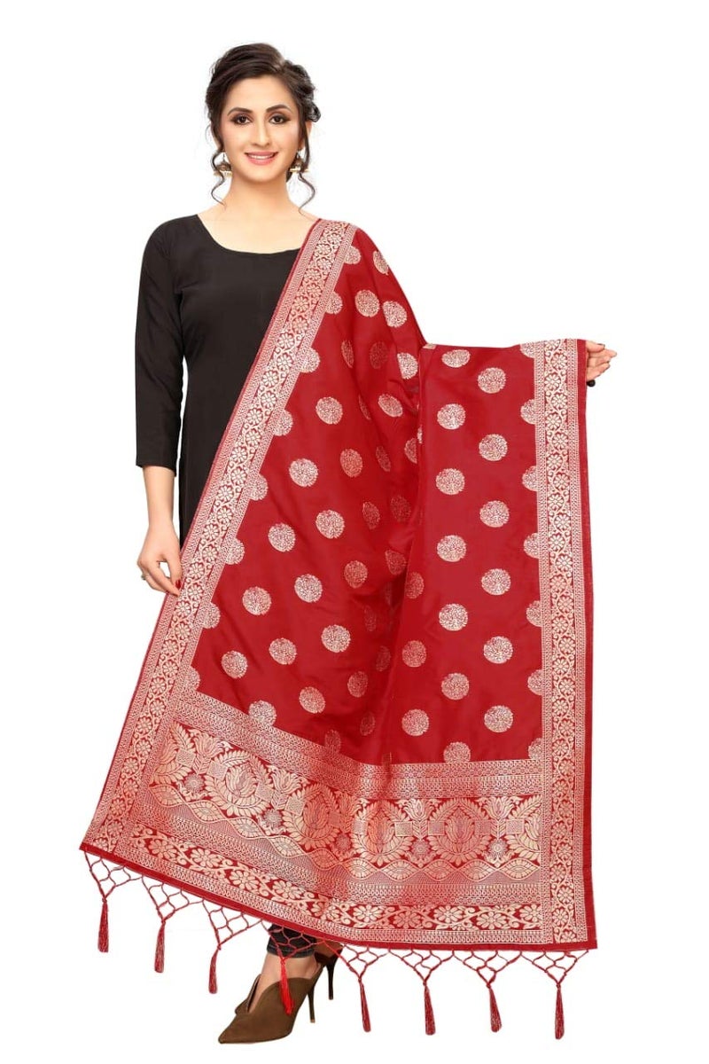 JENNY DESIGNER Women's Nana Gola Banarasi Silk Designer Dupatta - Image 1