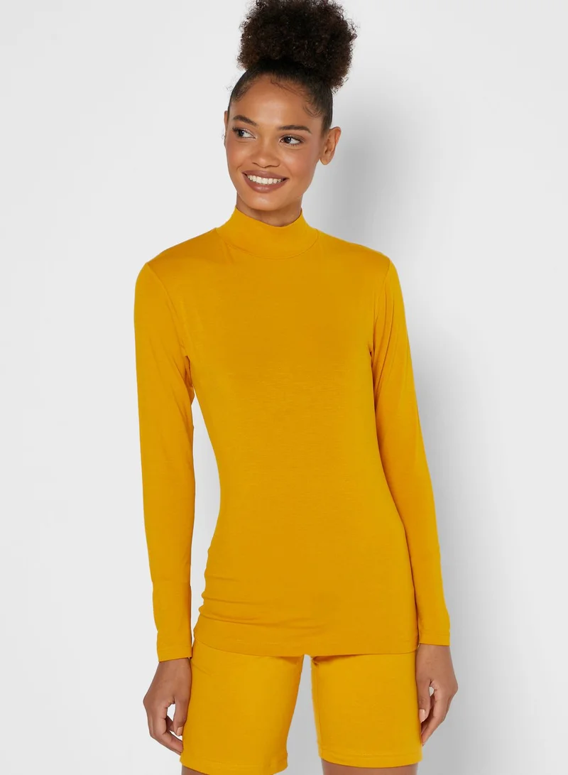 Ginger Basics High Neck Long Sleeve Top