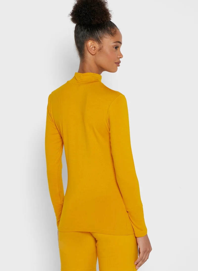 Ginger Basics High Neck Long Sleeve Top