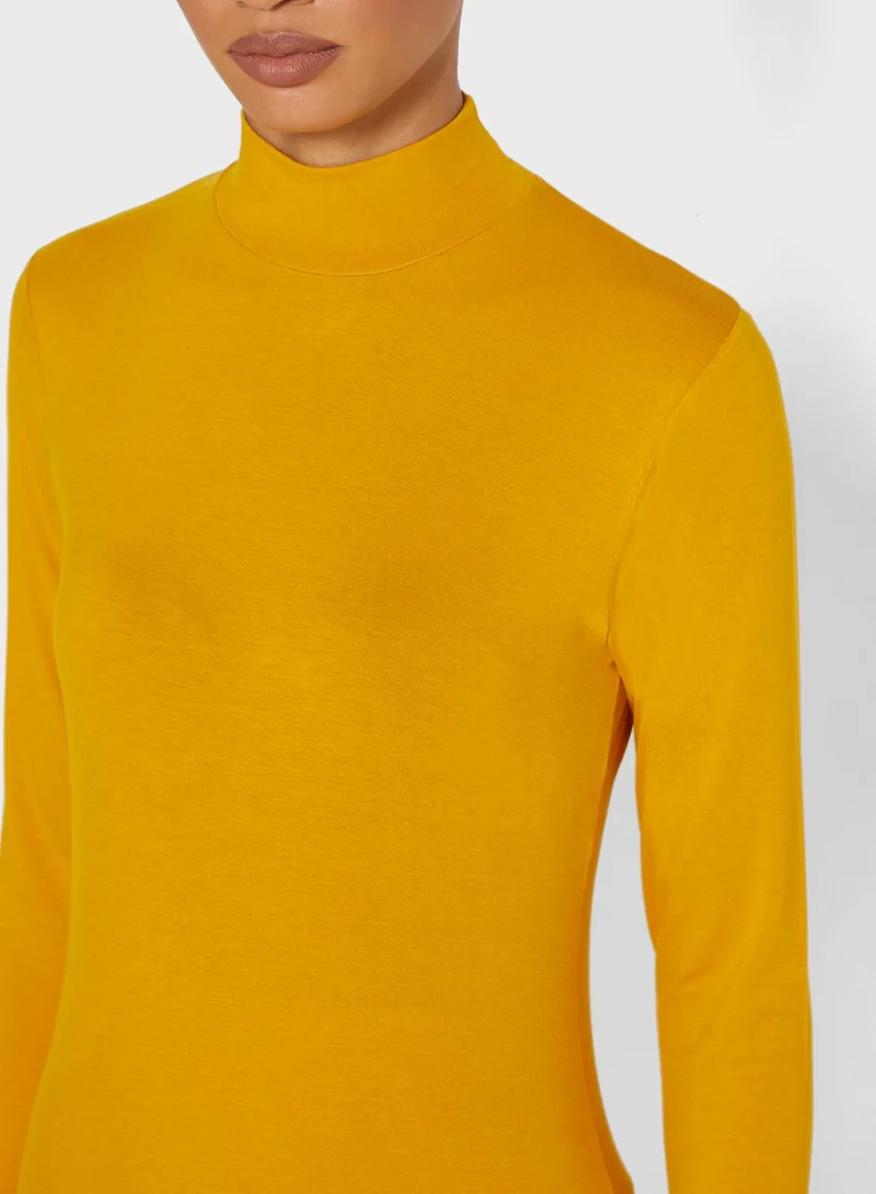 Ginger Basics High Neck Long Sleeve Top