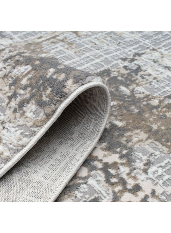 DANUBE HOME Urbana Modern Distressed Rug | Washable Modern Rugs Style | Polypropylene + Polyester Area Rug Floor Covering | Indoor Carpet For Living Room Dining Bedroom 160X230cm-Grey - Image 5