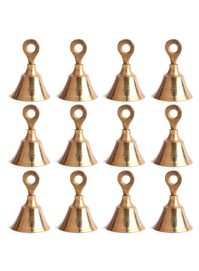 SATVIK STORE SATVIK 12 Pc Set of Brass Bell with Hanging Loops Coaster Beach Decoration Item Vintage Style Indian Bell with Jingle Ring, Wedding Bell, Christmas Bell, Cow, Elephant Bell (Small) - Image 1