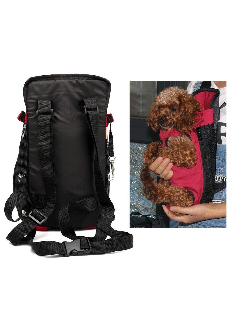Pet Front Carrier Bag, Convenient Hands Free Adjustable Pet Dog/Cat Carrier Backpack Double Shoulder Bag for Walking Hiking Shopping Bike and Motorcycle
