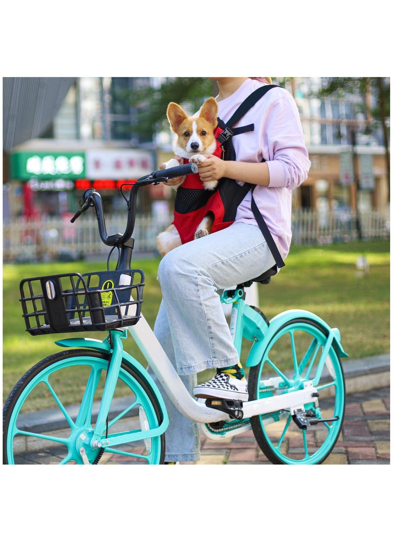 Pet Front Carrier Bag, Convenient Hands Free Adjustable Pet Dog/Cat Carrier Backpack Double Shoulder Bag for Walking Hiking Shopping Bike and Motorcycle