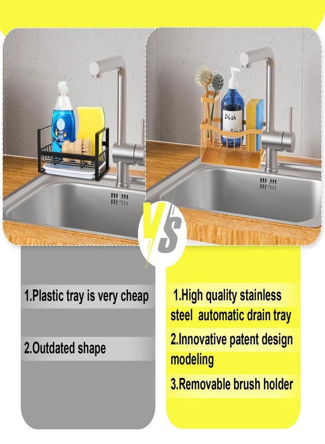 Fssvcd Maifan Sink Caddy Sponge Holder for Kitchen Sink with Brush Holder and Stainless Steel Self Drain Tray, Rustproof Kitchen Sink Organizer for Sponge, Soap Dispenser Storage Kitchen Accessories - Image 4
