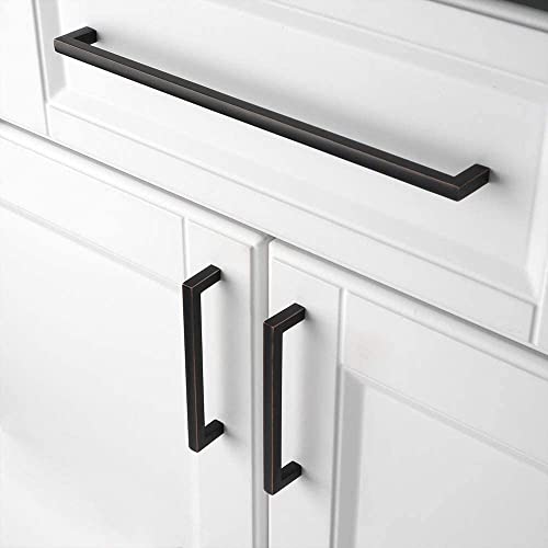 KOOFIZO Solid Square Bar Cabinet Handle - Oil Rubbed Bronze Furniture Pull, 10 Inch/256mm Screwhole Distance, Pack of 5 for Kitchen Cupboard Door, Bedroom Dresser Drawer, Bathroom Wardrobe Hardware - Image 4