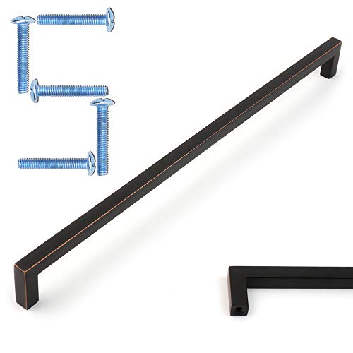 KOOFIZO Solid Square Bar Cabinet Handle - Oil Rubbed Bronze Furniture Pull, 10 Inch/256mm Screwhole Distance, Pack of 5 for Kitchen Cupboard Door, Bedroom Dresser Drawer, Bathroom Wardrobe Hardware - Image 5