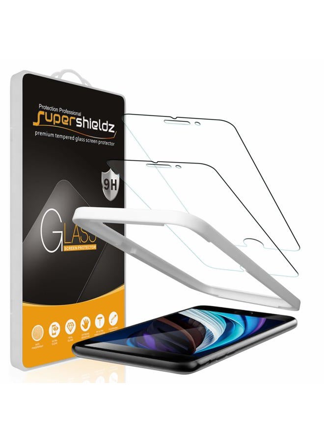Supershieldz (عبوة 2) مصممة لجهاز iPhone SE (2022، الجيل الثالث) / iPhone SE (2020، الجيل الثاني) / iPhone 8/7 (4.7 بوصة) واقي شاشة زجاجي مقسى، مقاوم للخدش، خالي من الفقاعات - Image 1