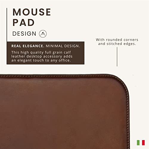 Maruse Italian Leather Mouse Pad for Home or Office Desktop, Handmade in Italy, Brown - Image 3