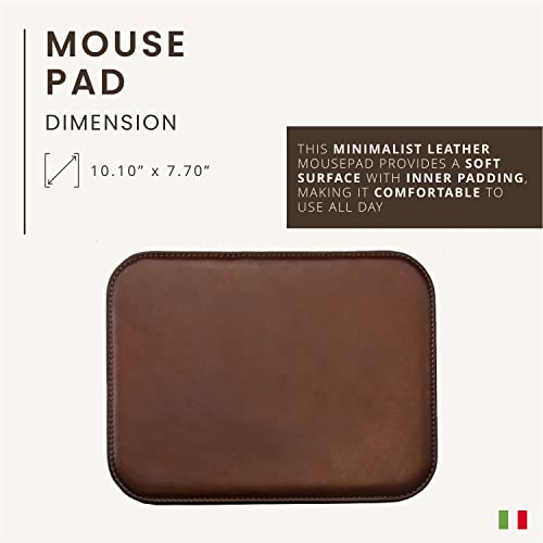 Maruse Italian Leather Mouse Pad for Home or Office Desktop, Handmade in Italy, Brown - Image 4