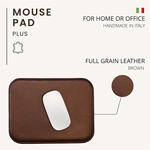 Maruse Italian Leather Mouse Pad for Home or Office Desktop, Handmade in Italy, Brown - Image 2