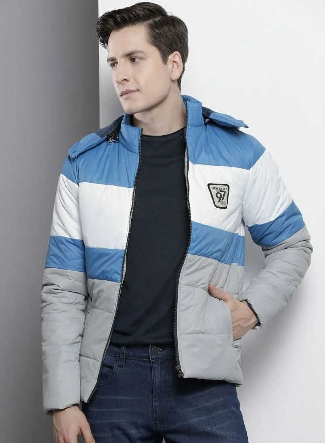 ذا انديان كراج كو The Indian Garage Co Men Slim Fit Colour Blocked High Neck Long Sleeves Jacket