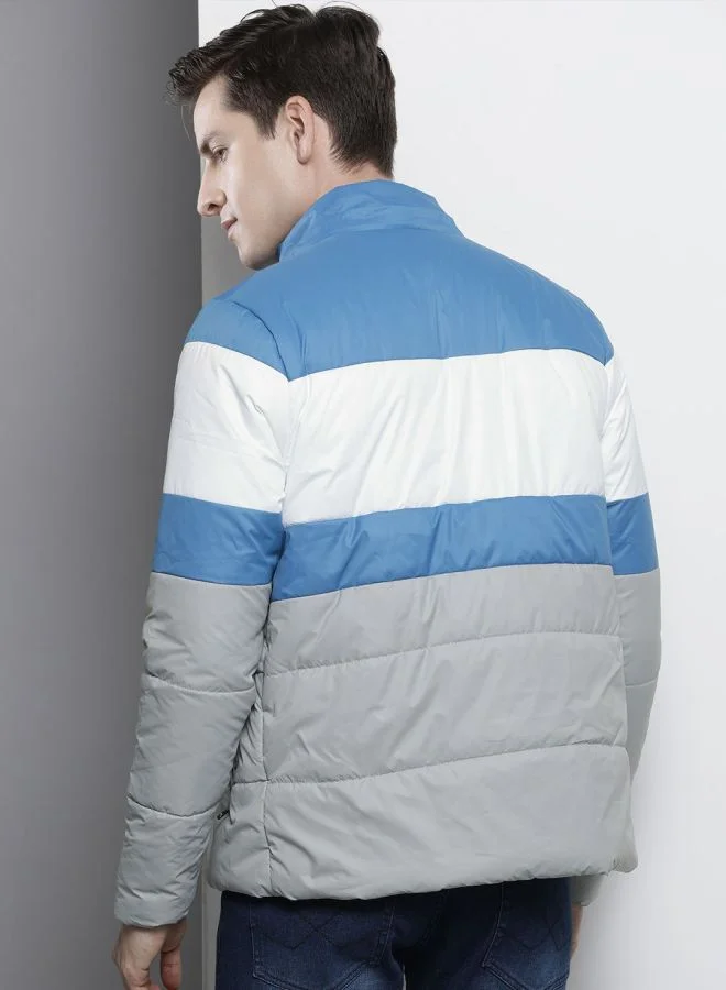 ذا انديان كراج كو The Indian Garage Co Men Slim Fit Colour Blocked High Neck Long Sleeves Jacket