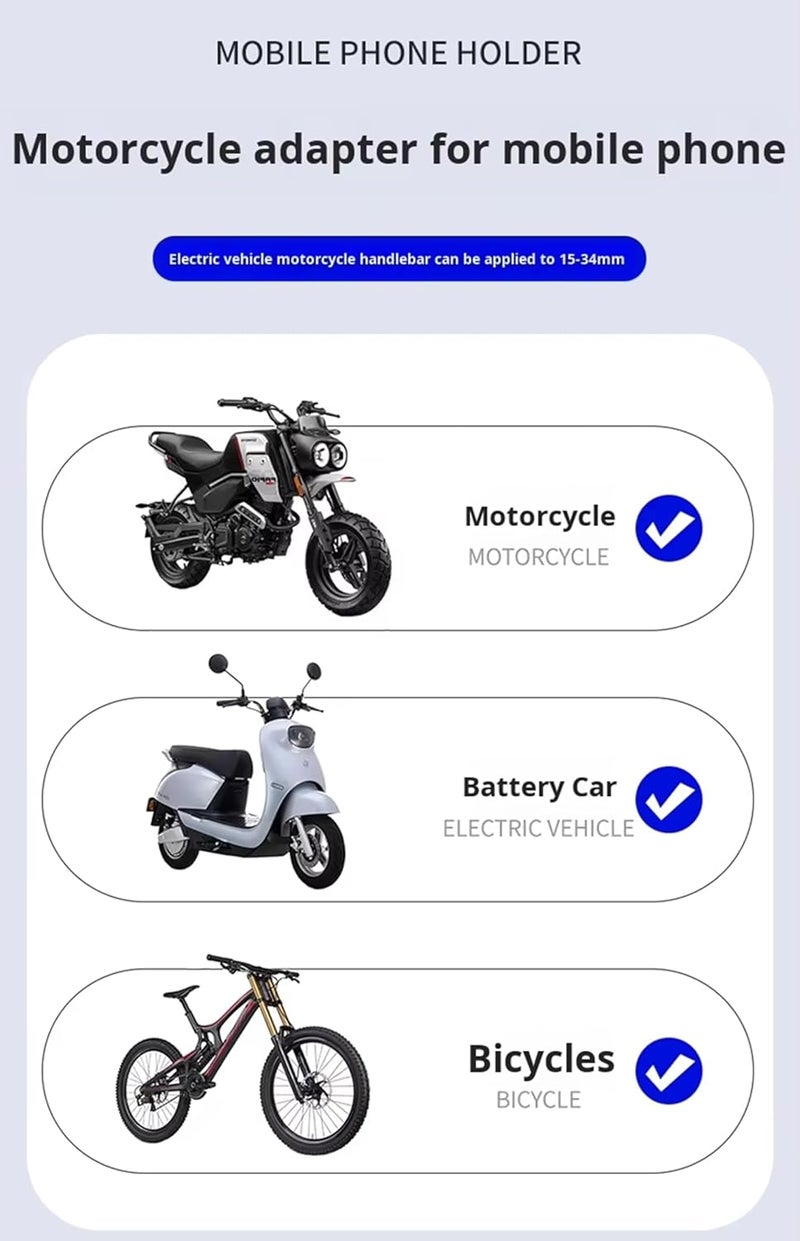 AUGEN Universal Mobile Holder for Bikes with One Click Locking Phone Holder 360° Rotation Phone Mount Anti-Slip and Adjustable Angle for Motorcycles, Bicycles, E-Bikes, Scooters (M2B) - Image 2