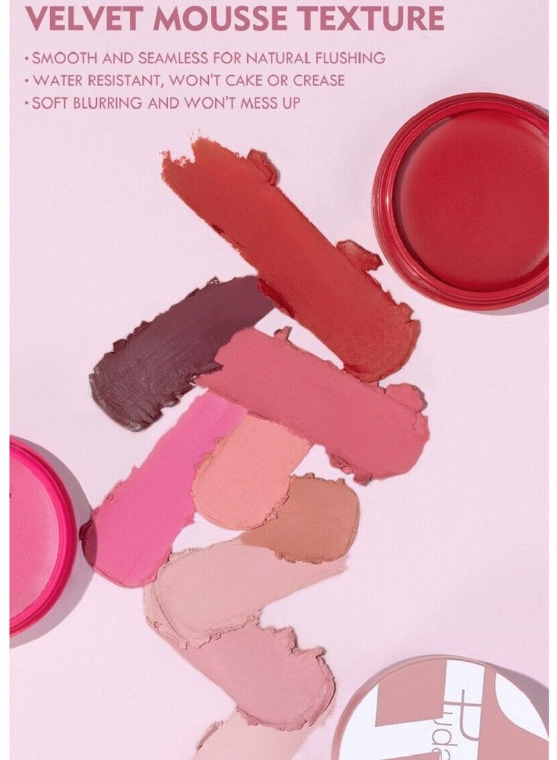 pudaier بلشر وجه مات طويل الأمد مكياج بلسم مقاوم للماء مغذي للوجه بلشر كريمي للكونتور والخدود مدعوم بزيت الخروع وفيتامين E بلشر عالي الصبغة لإشراقة طبيعية 06 - Image 4