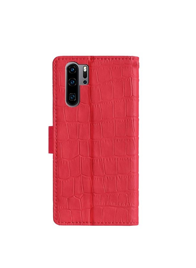 S-TOP Case For Huawei P30 Pro Skin Feel Crocodile Texture Magnetic Clasp Horizontal Flip PU Leather Case with Holder & Card Slots & Wallet - Image 3