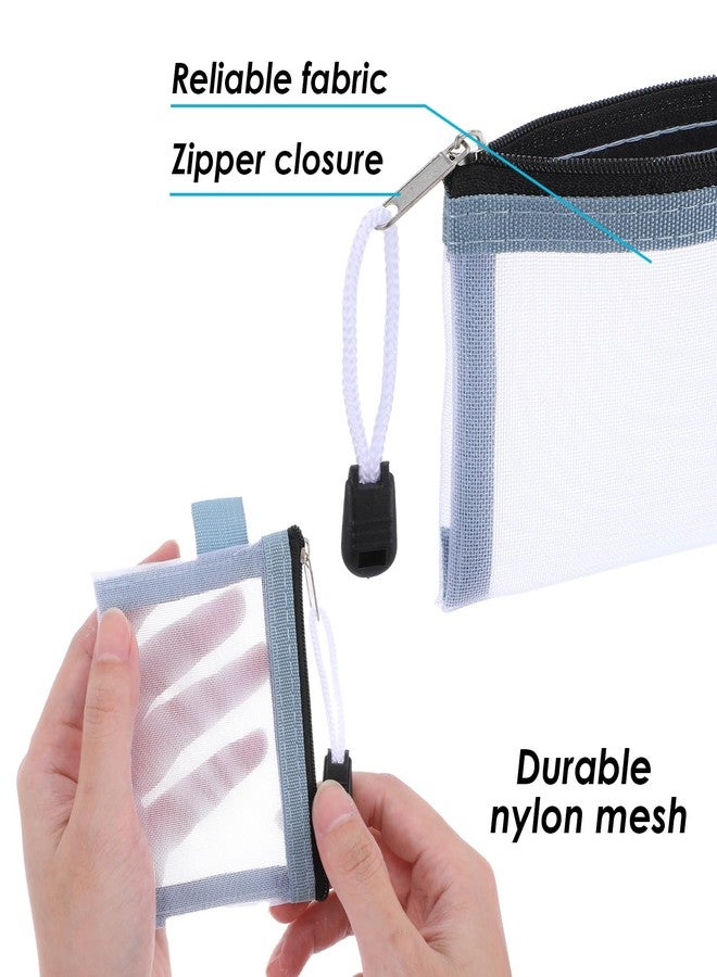 oruola مجموعة أورولا من 5 حقائب شبكية صغيرة بسحاب، مقاس 3.1 × 4.2 بوصة، مصنوعة من النايلون الشبكي، منظم مكياج من النايلون، حقيبة مستحضرات تجميل محمولة للسفر، محفظة نقود صغيرة لحفظ الأغراض الصغيرة مثل بطاقات الائتمان والمفاتيح وأحمر الشفاه - Image 4