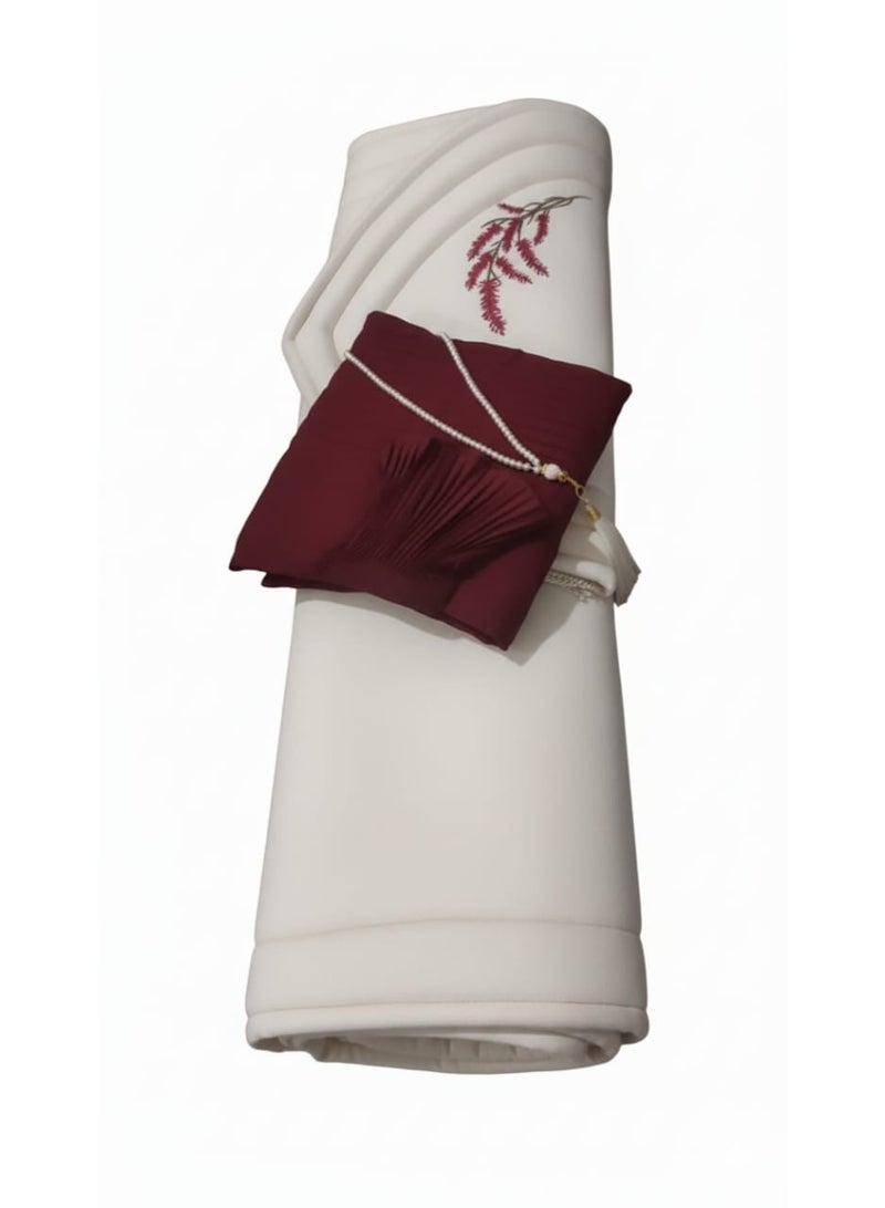 طقم سجادة مع شرشف صلاة وسبحة للنساء - Image 1