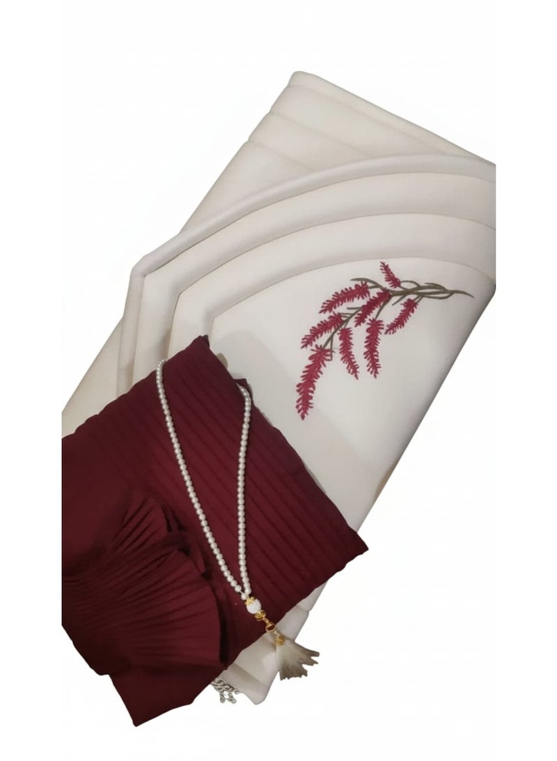 طقم سجادة مع شرشف صلاة وسبحة للنساء - Image 2