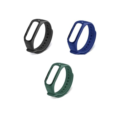 INEFABLE Band Strap Compatible with Oppo & Oneplus Soft Silicone Adjustable Band Strap - Black,Blue,Green - Pack of 3 - Image 1