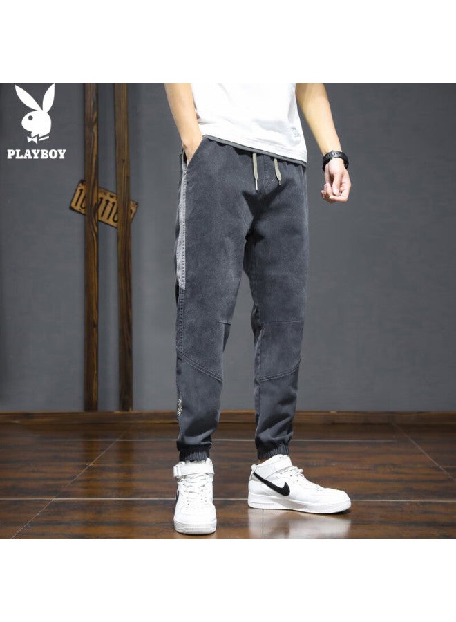 Playboy Men'S Summer Workwear Casual Pants Men'S Denim Cropped Pants Thin Sports Trend Loose Cuffed Pants - Image 5