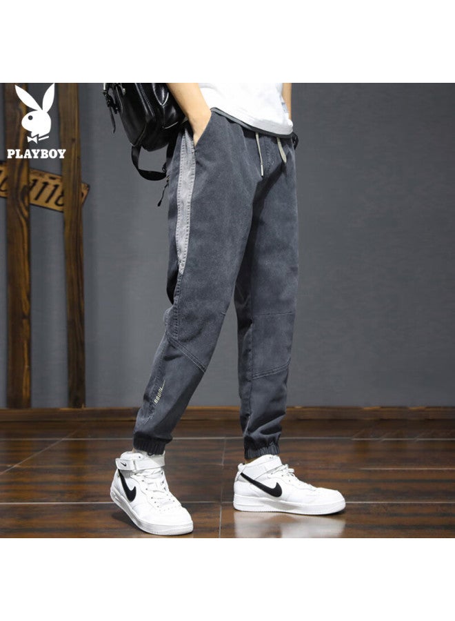 Playboy Men'S Summer Workwear Casual Pants Men'S Denim Cropped Pants Thin Sports Trend Loose Cuffed Pants - Image 2