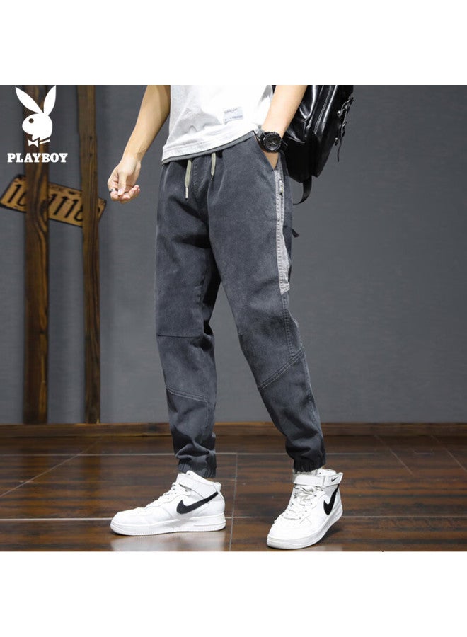 Playboy Men'S Summer Workwear Casual Pants Men'S Denim Cropped Pants Thin Sports Trend Loose Cuffed Pants - Image 3