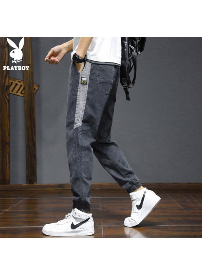 Playboy Men'S Summer Workwear Casual Pants Men'S Denim Cropped Pants Thin Sports Trend Loose Cuffed Pants - Image 4