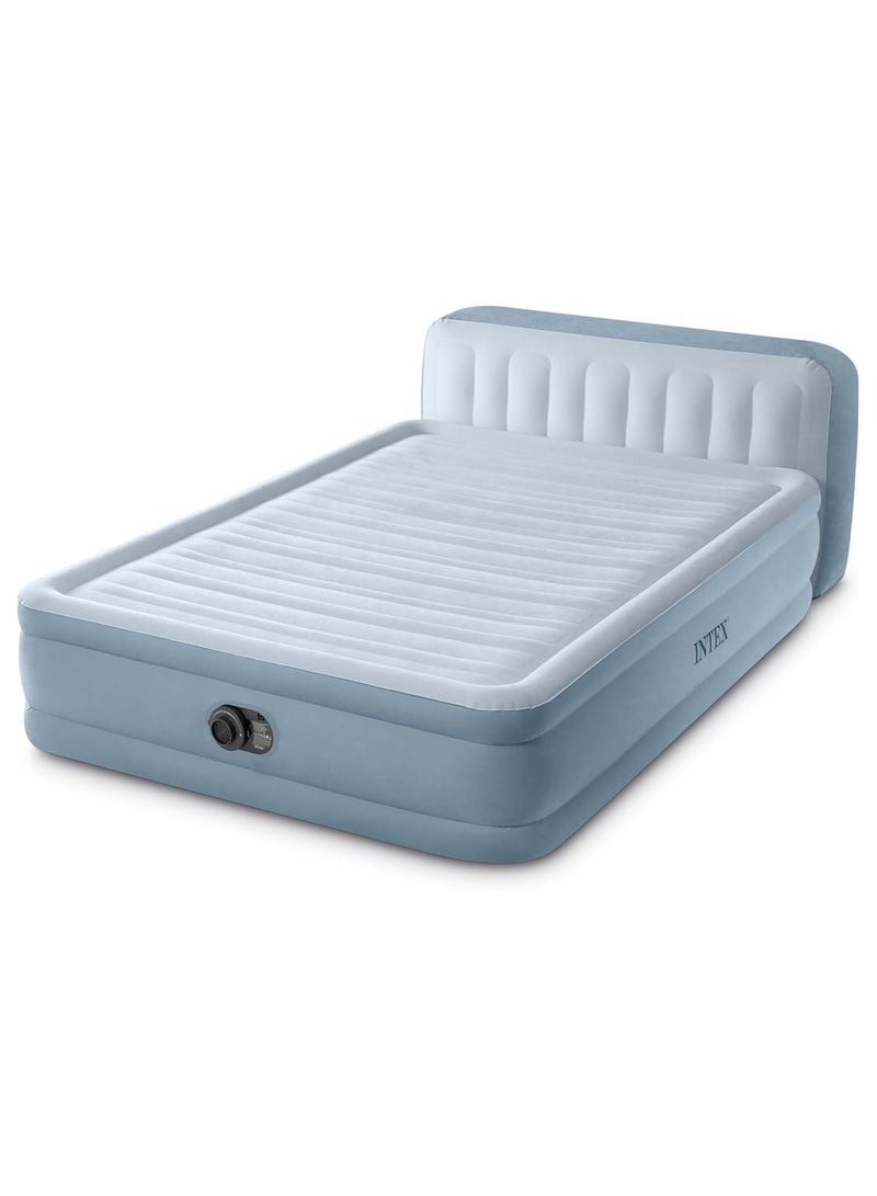 Intex Plush Headboard Air Mattress Queen Size 1.52m x 2.03m x 86cm with Built-in Pump Raised Design for Extra Comfort and Stability Model 64450 - Image 1