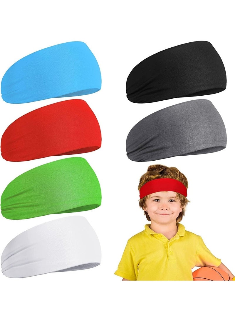 ChicAbode 6 Pcs Kids Boys Headbands, Athletic Sweatbands, Kids Sweat Bands, Sweat Absorbing, Not Easy to Tear, Breathable and Durable, for Climbing, Running, Hiking, Cycling - Image 1