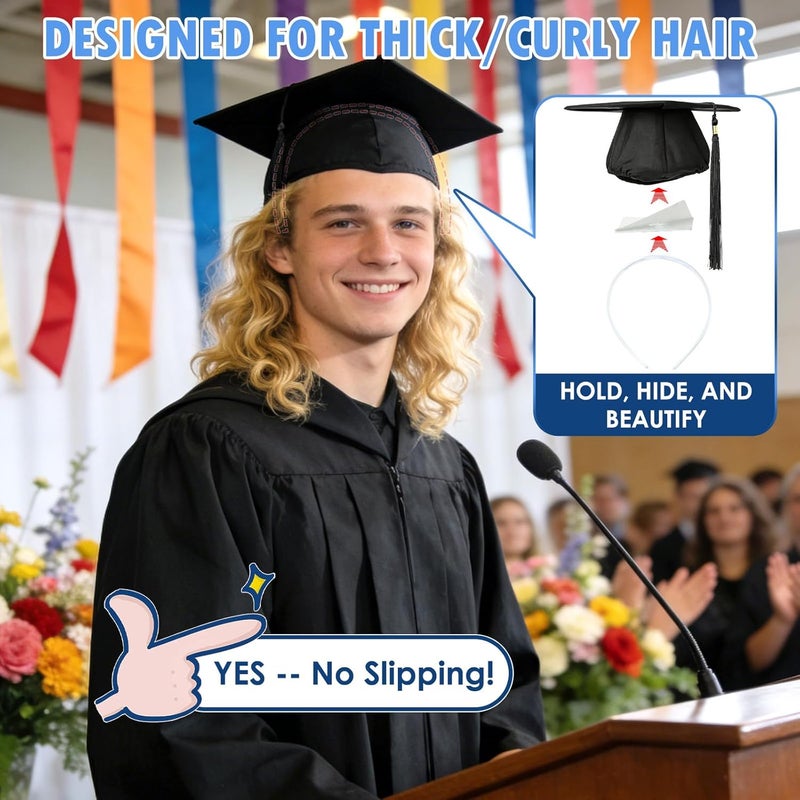 PUNCHMAN Graduation Cap Headband Insert-Secure Grad Hat Holder for Curly/Thick Hair,Grad Cap Headband,Graduation Accessories - Image 2
