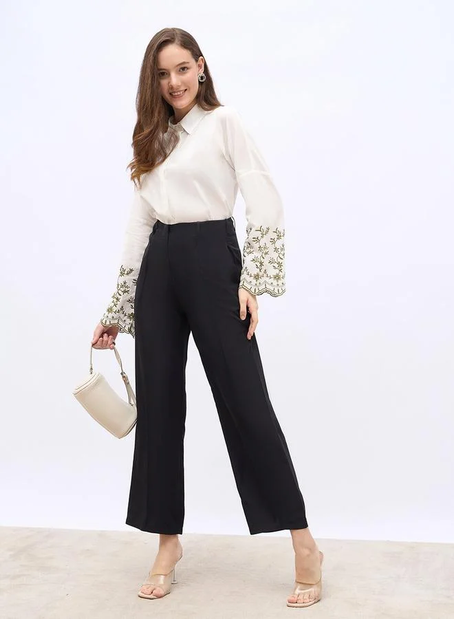 Styli Styli Embroidered Long Sleeve Oversized Shirt