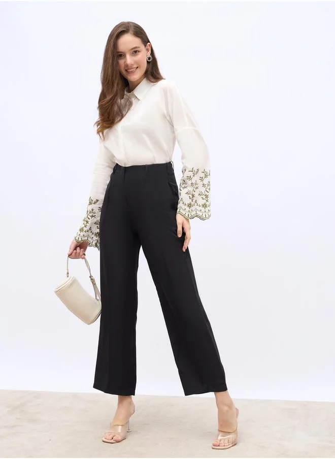 Styli Styli Embroidered Long Sleeve Oversized Shirt