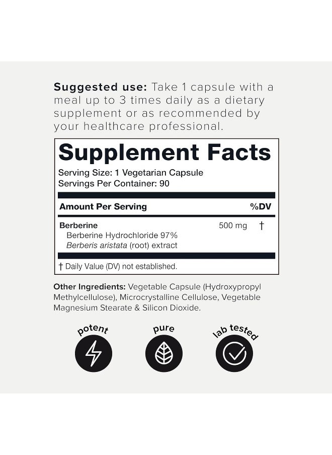 Toniiq Ultra High Strength Berberine Hcl From The Himalayas - 97% Highly Purified And Bioavailable - Wild Harvested - 82:1 Concentrated Formula Berberine 500Mg - 90 Veggie Capsules  - Image 2