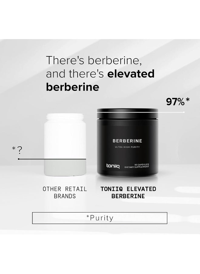 Toniiq Ultra High Strength Berberine Hcl From The Himalayas - 97% Highly Purified And Bioavailable - Wild Harvested - 82:1 Concentrated Formula Berberine 500Mg - 90 Veggie Capsules  - Image 4