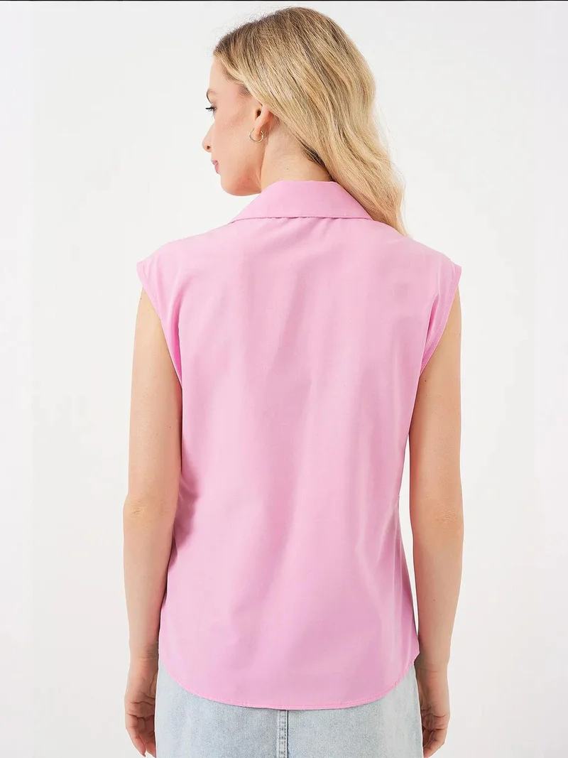 BIG DART BDART V-Neck Sleeveless Poplin Shirt with Binding Detail