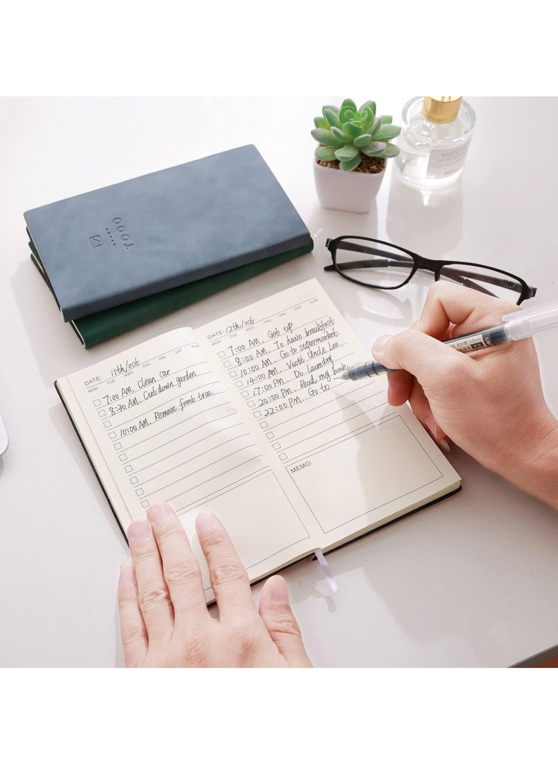 CMGTYYD - To Do List Notebook, 2 Pcs 196 Pages Soft Leather Pocket To Do List Notepad Checklist for Daily Plans School Supplies for High School Students Study Schedule Notebook - Image 1