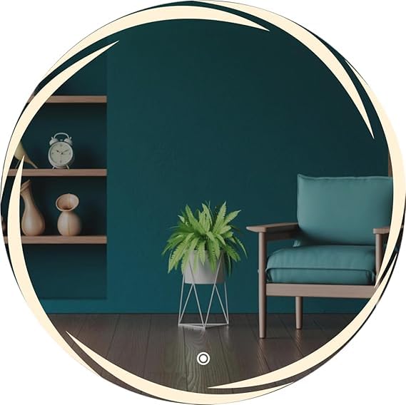 TINITALO Quality Glass Round Led Mirror For Bathroon With Back Light Bathroom Wall Mirror Light Mirror Total 3 Light Brightness Adjustable Led 281 24X24 Inches,Transparent - Image 1