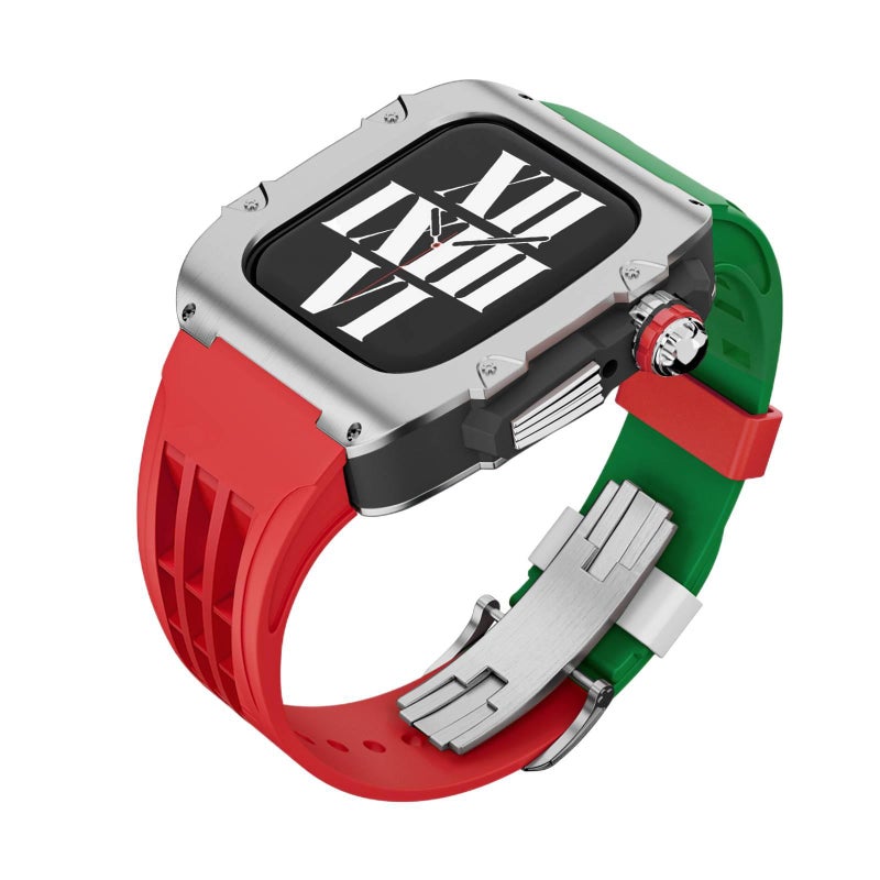 سوار ساعة ذكية باللون أخضر قابل للتعديل سوار رياضي من السيليكون متوافق مع Apple Watch 42/44/45/49mm بملاءمة قابلة للتعديل وحزام بديل - Image 1